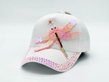 "PINK BUTTERFLY" BLING STONE BASEBALL CAP WHOLESALE BY DOZEN(12PCS)