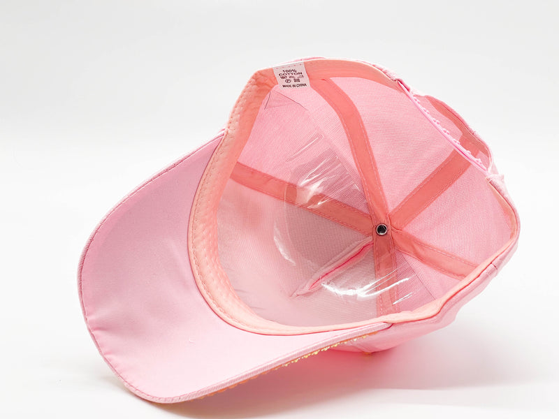 "PINK BUTTERFLY"BLING STONE BASEBALL CAP WHOLESALE BY DOZEN(12PCS)