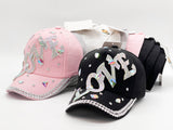 "LOVE" BLING STONE BASEBALL CAP WHOLESALE BY DOZEN(12PCS)