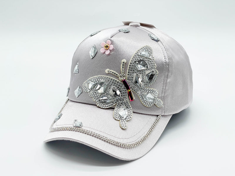 "DIAMOND BUTTERFLY"  BLING STONE BASEBALL CAP WHOLESALE BY DOZEN(12PCS)