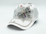 "DIAMOND BUTTERFLY"  BLING STONE BASEBALL CAP WHOLESALE BY DOZEN(12PCS)