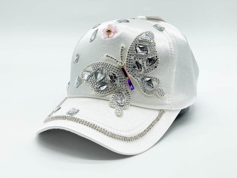 "DIAMOND BUTTERFLY"  BLING STONE BASEBALL CAP WHOLESALE BY DOZEN(12PCS)