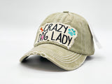 "CRAZY DOG LADY" DISTRESSED BASEBALL CAP WHOLESALE BY DOZEN(12PCS)