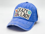 "CRAZY DOG LADY" DISTRESSED BASEBALL CAP WHOLESALE BY DOZEN(12PCS)