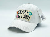 "CRAZY DOG LADY" DISTRESSED BASEBALL CAP WHOLESALE BY DOZEN(12PCS)