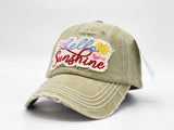 "HELLO SUNSHINE" DISTRESSED BASEBALL CAP WHOLESALE BY DOZEN(12PCS)