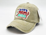 "WIFE,MOM,BOSS" DISTRESSED BASEBALL CAP WHOLESALE BY DOZEN(12PCS)