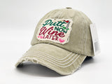 "PUTT NOW WINE LATER" DISTRESSED BASEBALL CAP WHOLESALE BY DOZEN(12PCS)