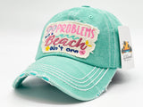 "99 PROBLEMS BUT BEACH AIN'T ONE"DISTRESSED BASEBALL CAP WHOLESALE BY DOZEN(12PCS)