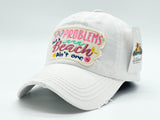 "99 PROBLEMS BUT BEACH AIN'T ONE"DISTRESSED BASEBALL CAP WHOLESALE BY DOZEN(12PCS)