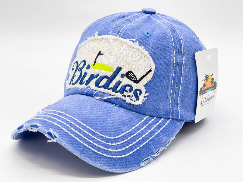 "PRAY FOR BIRDIES" DISTRESSED BASEBALL CAP WHOLESALE BY DOZEN(12PCS)