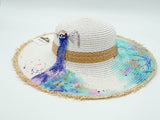 "PEACOCK"  HAND PAINTING BEACH SUN HAT WHOLESALE