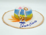 "COCKTAIL" HAND PAINTING BEACH SUN HAT WHOLESALE