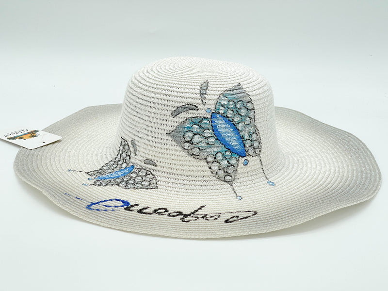 "BUTTERFLY" HAND PAINTING BEACH SUN HAT WHOLESALE