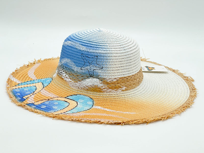 "FLIP FLOP" HAND PAINTING BEACH SUN HAT WHOLESALE