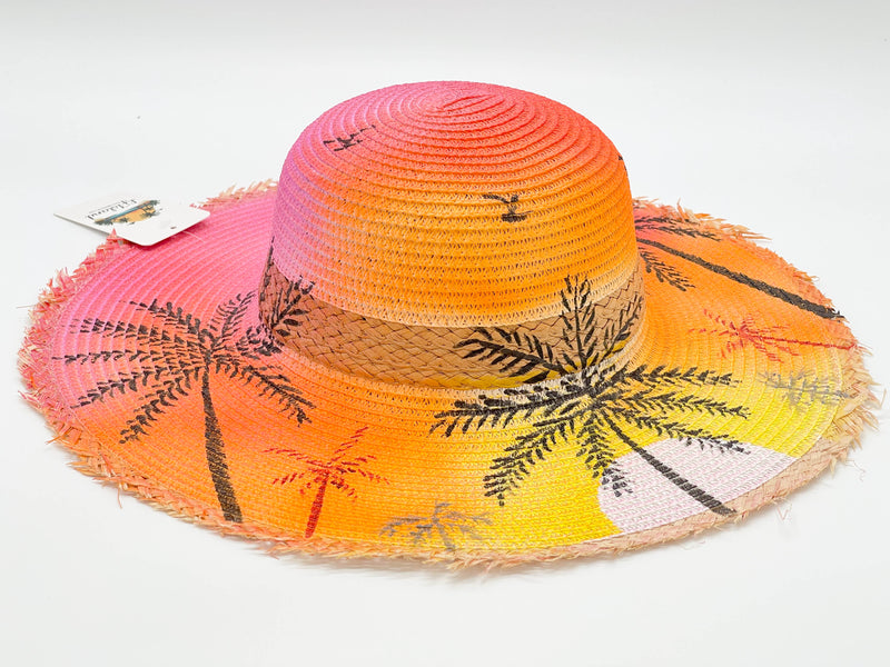 "PALM TREE" HAND PAINTING BEACH SUN HAT WHOLESALE