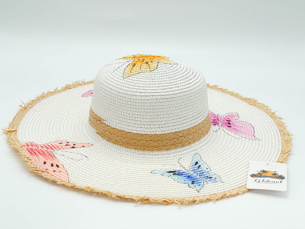 "DANCE BUTTERFLY" HAND PAINTING BEACH SUN HAT WHOLESALE