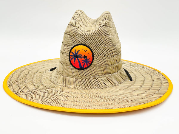 "FLORIDA SUNSET PALM TREE" BEACH STRAW HAT WHOLESALE