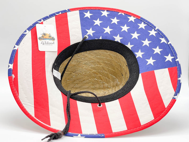 "US FLAG" BEACH STRAW HAT WHOLESALE