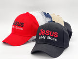 "JESUS IS MY BOSS" BASEBALL CAP WHOLESALE BY DOZEN(12PCS)