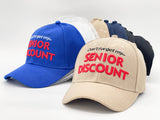 "SENIOR DISCOUNT" BASEBALL CAP WHOLESALE BY DOZEN(12PCS)