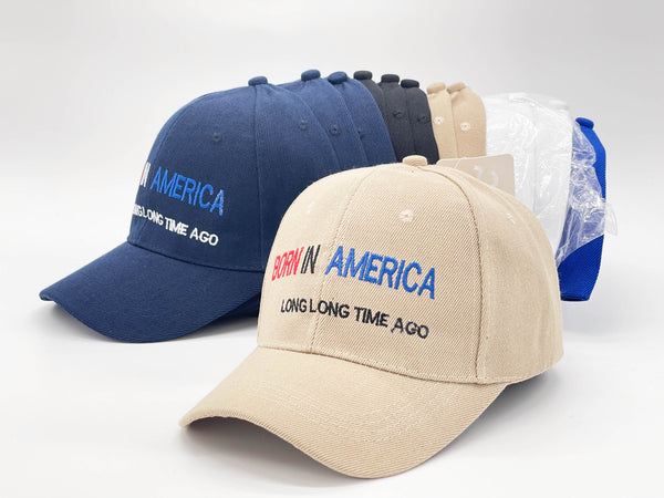 "BORN IN AMERICA" BASEBALL CAP WHOLESALE BY DOZEN(12PCS)