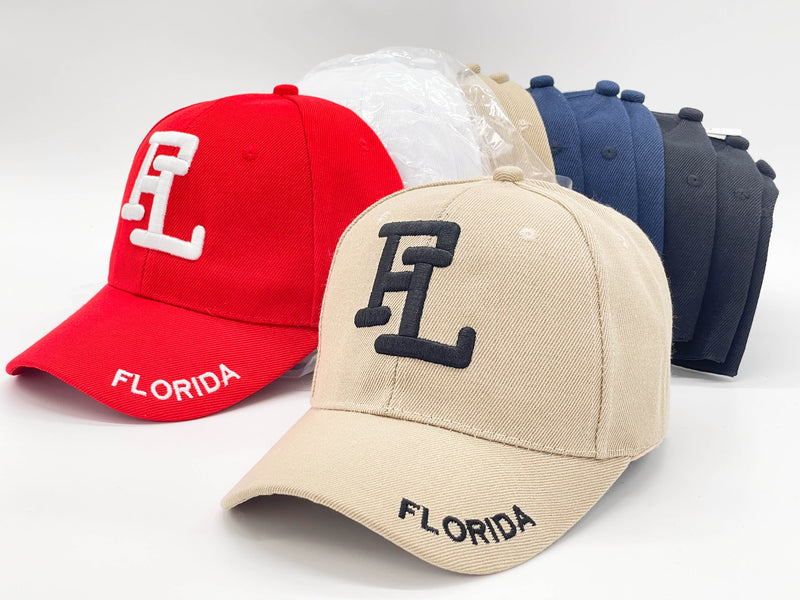 "FL FLORIDA" BASEBALL CAP WHOLESALE BY DOZEN(12PCS)