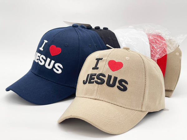 "I LOVE JESUS" BASEBALL CAP WHOLESALE BY DOZEN(12PCS)