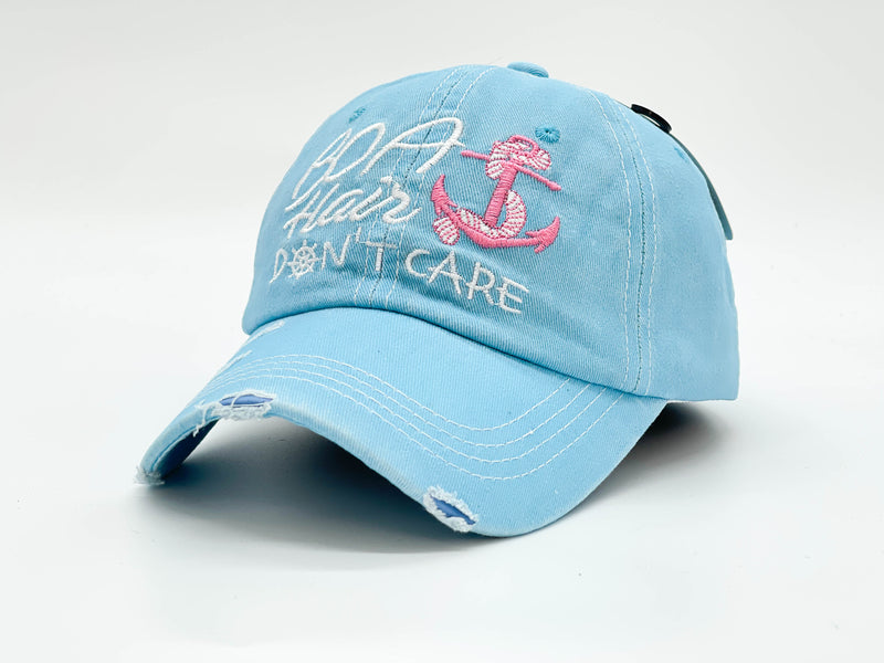 "BOAT HAIR DONT CARE" DISTRESSED BASEBALL CAP WHOLESALE BY DOZEN(12PCS)