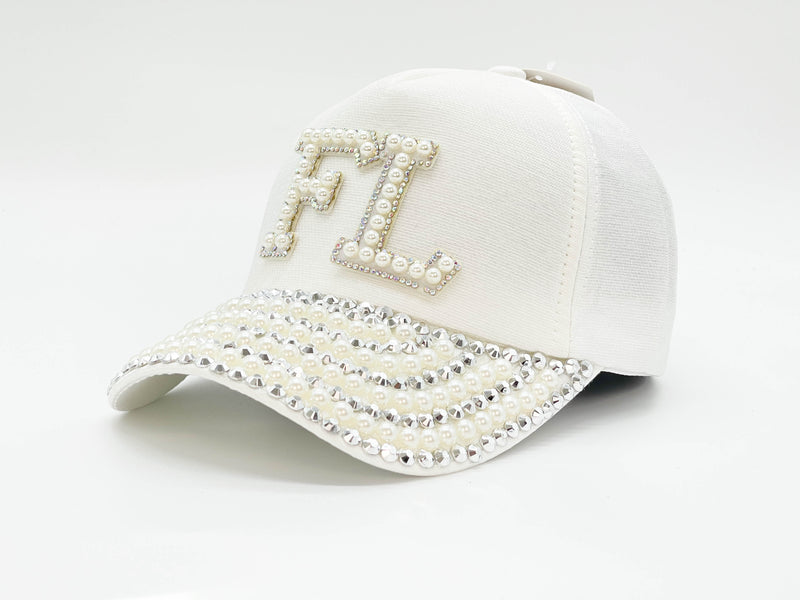 "FL" BLING STONE BASEBALL CAP WHOLESALE BY DOZEN(12PCS)