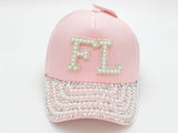 "FL" BLING STONE BASEBALL CAP WHOLESALE BY DOZEN(12PCS)