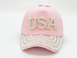 "USA" BLING STONE BASEBALL CAP WHOLESALE BY DOZEN(12PCS)