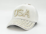 "USA" BLING STONE BASEBALL CAP WHOLESALE BY DOZEN(12PCS)