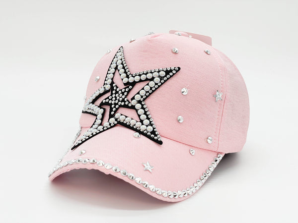 "BIG STAR" BLING STONE BASEBALL CAP WHOLESALE BY DOZEN(12PCS)