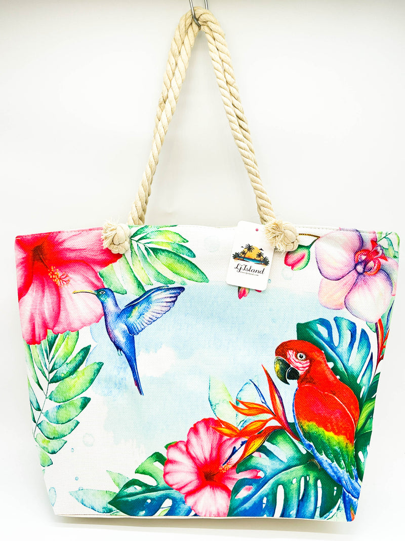 "ISLAND TROPICAL" BEACH BAGS WHOLESALE BY DOZEN(12PCS)