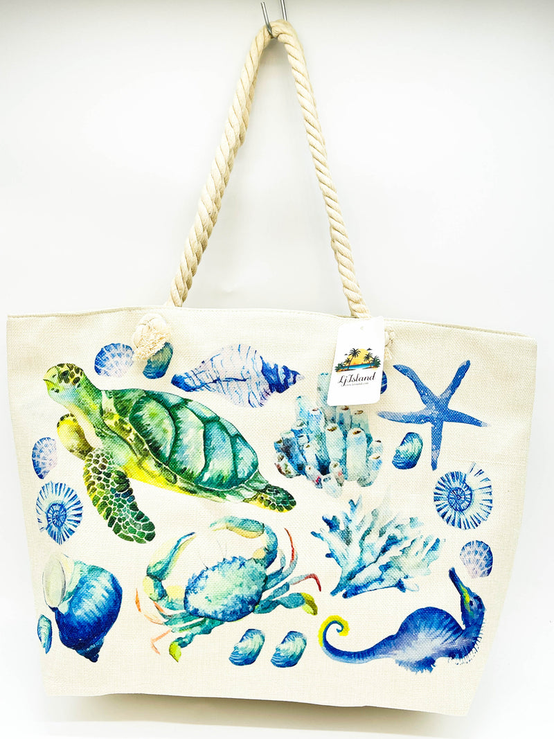 "ISLAND TROPICAL" BEACH BAGS WHOLESALE BY DOZEN(12PCS)