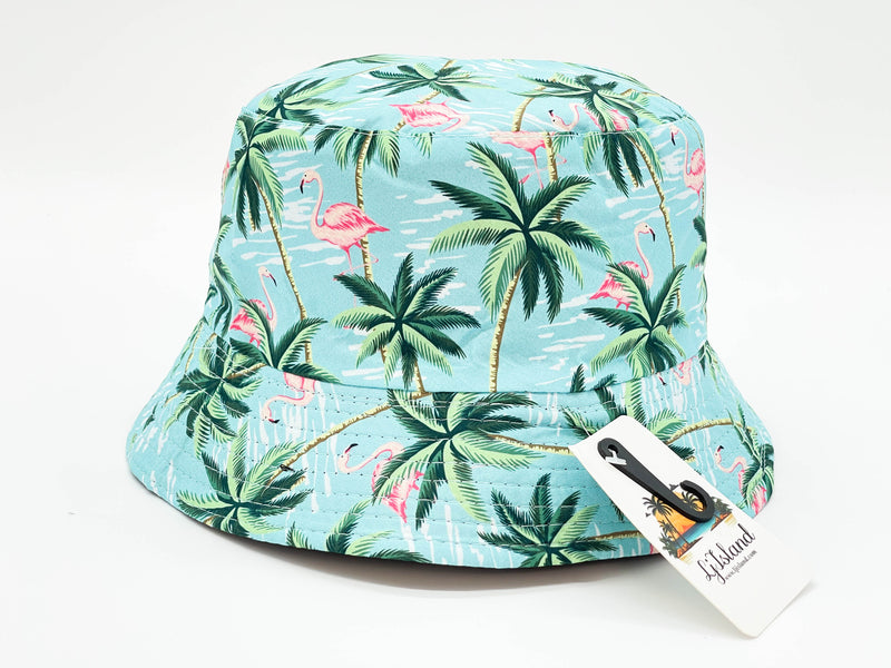 "FLAMINGO PALM TREE" WHOLESALE BUCKET HAT BY DOZEN(12PCS)