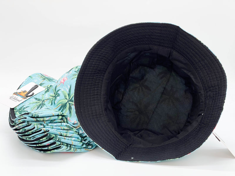 "FLAMINGO PALM TREE" WHOLESALE BUCKET HAT BY DOZEN(12PCS)