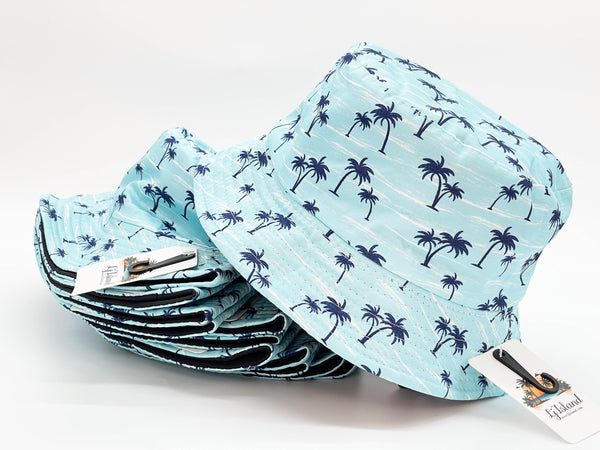 "LITTLE BLUE PALM" WHOLESALE BUCKET HAT BY DOZEN(12PCS)