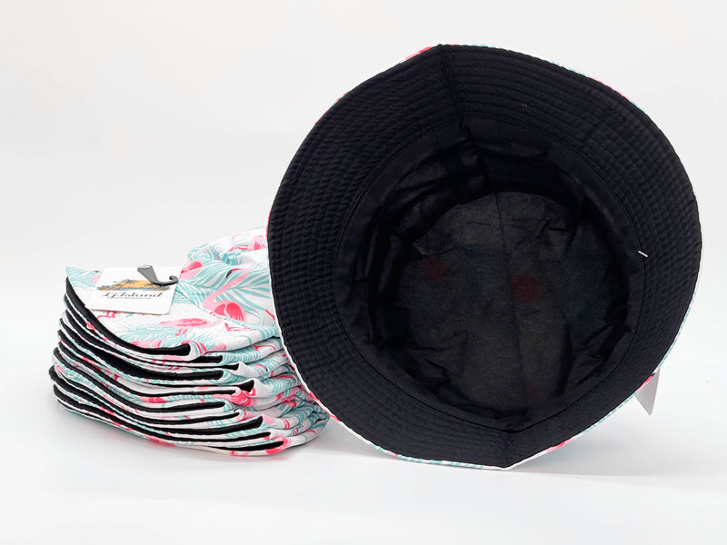 "FLAMINGO WHITE" WHOLESALE BUCKET HAT BY DOZEN(12PCS)