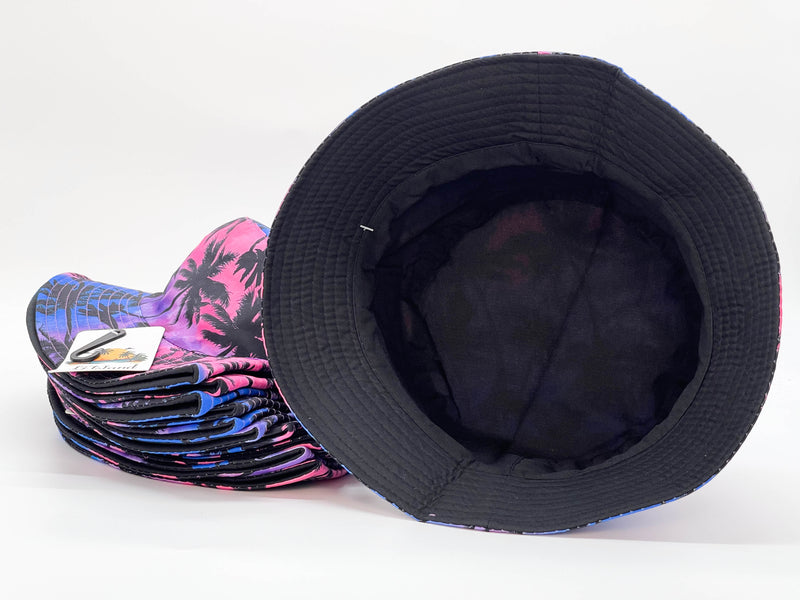 "SUNSET PALM TREE" WHOLESALE BUCKET HAT BY DOZEN(12PCS)