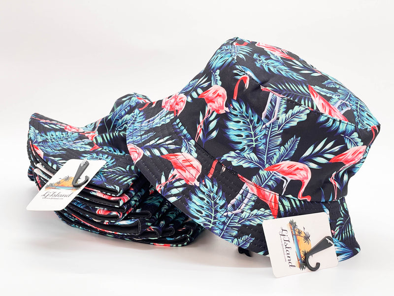 "FLAMINGO BLACK" WHOLESALE BUCKET HAT BY DOZEN(12PCS)