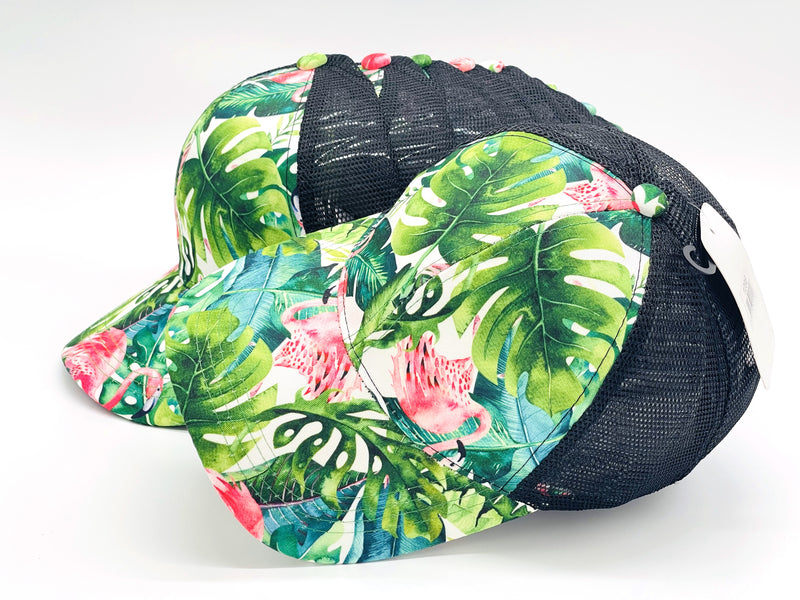 "FLAMINGO" VENTED TROPICAL BASEBALL CAP WHOLESALE BY DOZEN(12PCS)