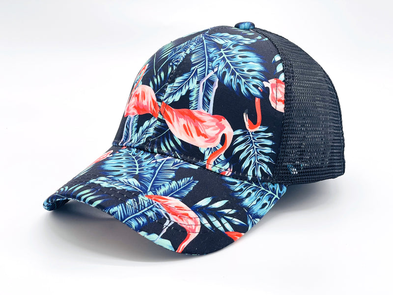 "FLAMINGO BLUE" VENTED TROPICAL BASEBALL CAP WHOLESALE BY DOZEN(12PCS)