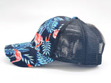 "FLAMINGO BLUE" VENTED TROPICAL BASEBALL CAP WHOLESALE BY DOZEN(12PCS)