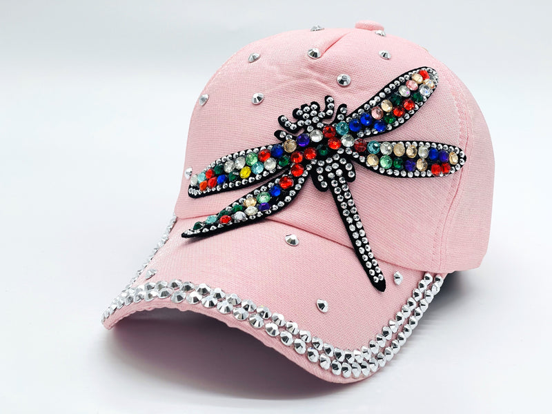 "BUTTERFLY" BLING STONE BASEBALL CAP WHOLESALE BY DOZEN(12PCS)