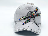 "BUTTERFLY" BLING STONE BASEBALL CAP WHOLESALE BY DOZEN(12PCS)