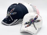 "BUTTERFLY" BLING STONE BASEBALL CAP WHOLESALE BY DOZEN(12PCS)