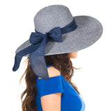 "Bow Ribbon" wide brim woman sun hat wholesale