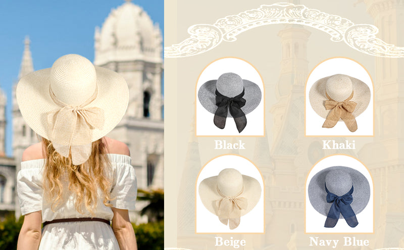 "Bow Ribbon" wide brim woman sun hat wholesale